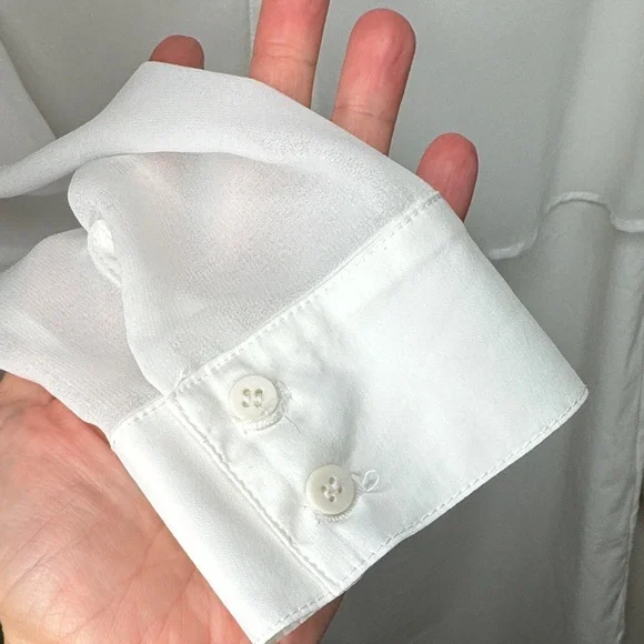 Bailey 44 Vlado‎ White Sheer Long Sleeve Cotton blend Dress Slit Open Back - XS - Picture 7 of 16